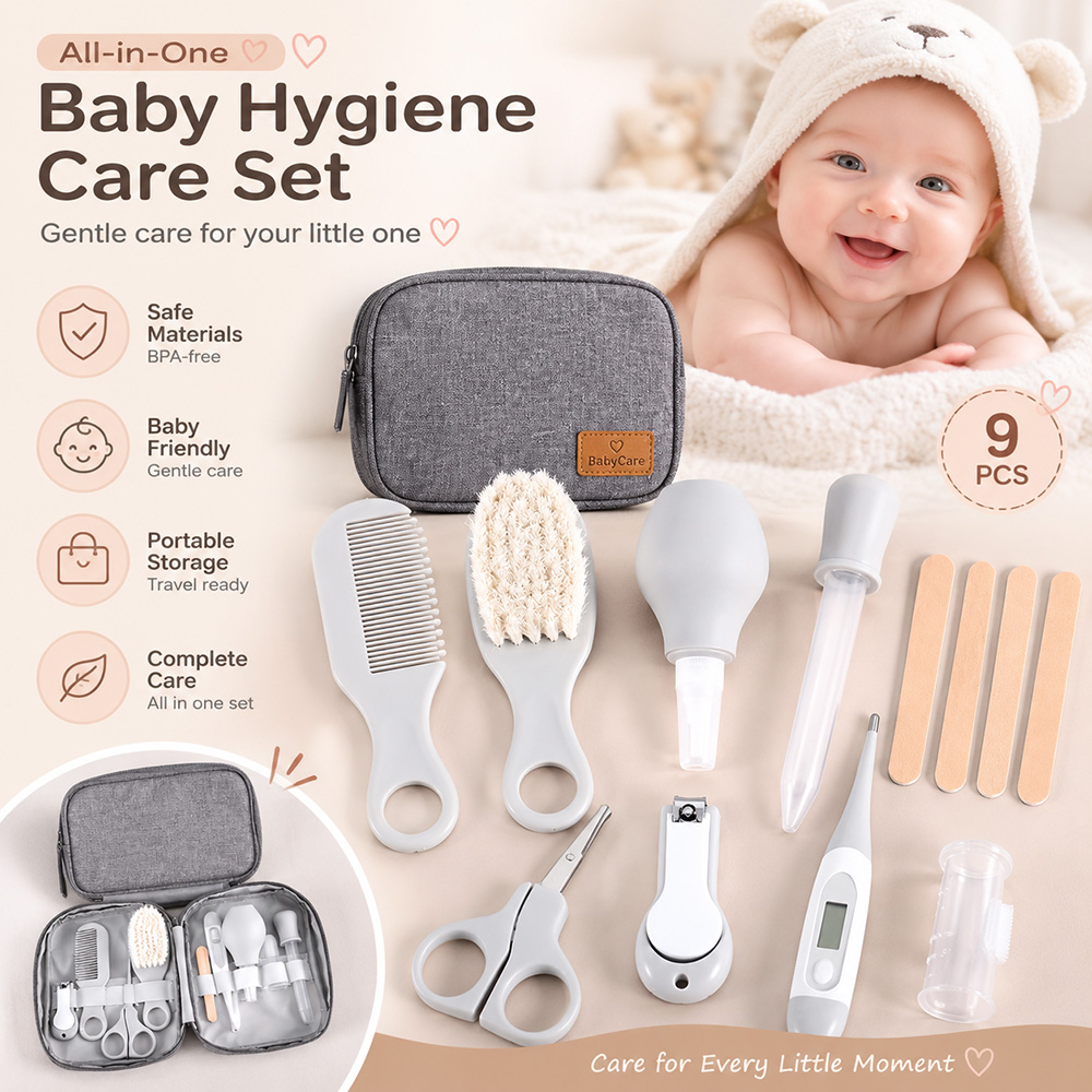 Baby Products Essentials - Zestaw do pielęgnacji niemowląt 9-częściowy, zestaw